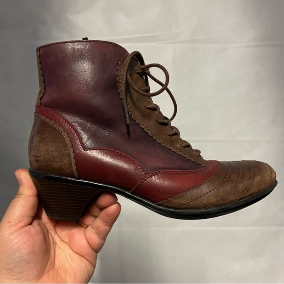 Dansko Felix Leather Ankle Boot Red Brown Purple Leather Lace Up SZ 36 - Picture 14 of 16